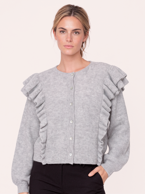 Gossia AnnsofiGO Cardigan Strik Cardigan Light Grey Melange