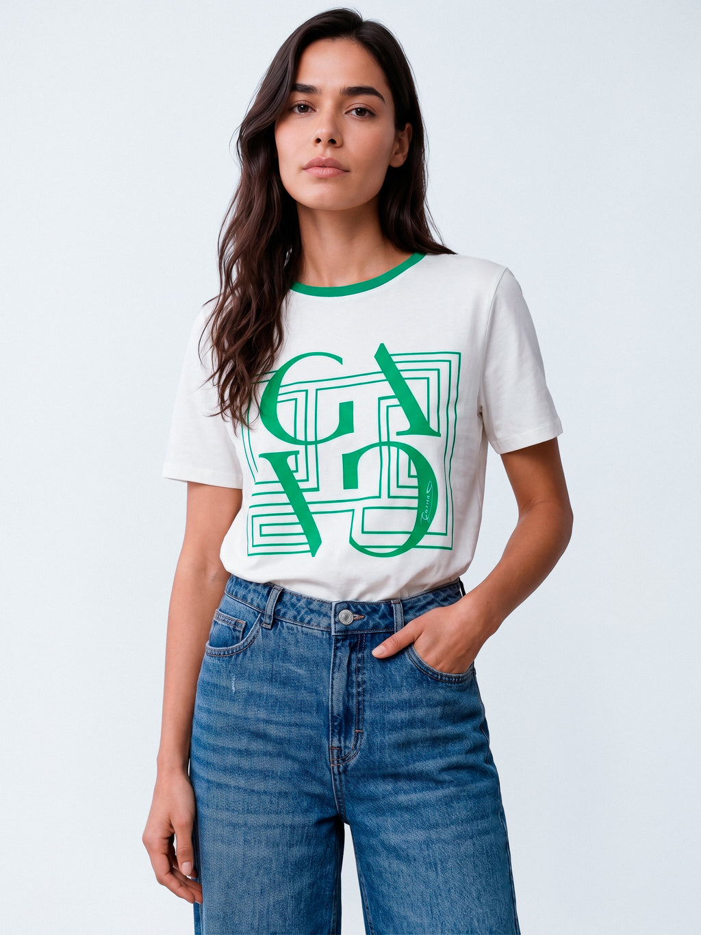 Gossia BasGO Tee T-Shirt Creme Diamond Green