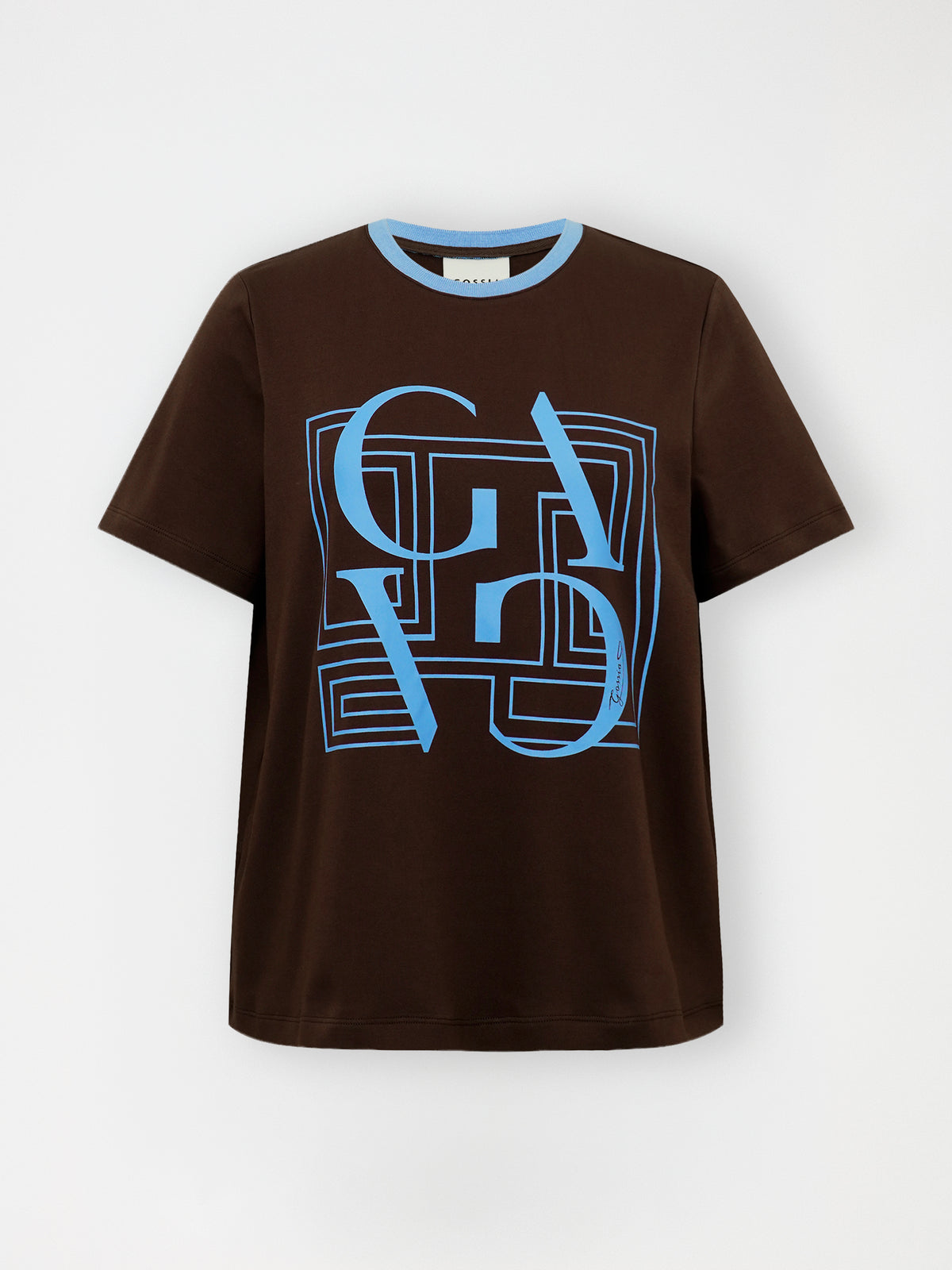 Gossia BasGO Tee T-Shirt Chocolate / Blue Print