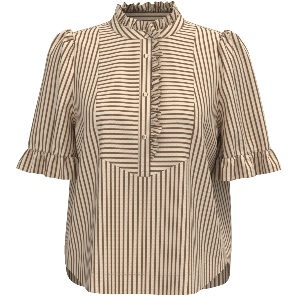 Gossia BenedicteGO Mo Blouse Bluser Creme Brown Stripes