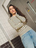Gossia FabiolaGO Jumper T-Shirt Off-white/Black Stripes