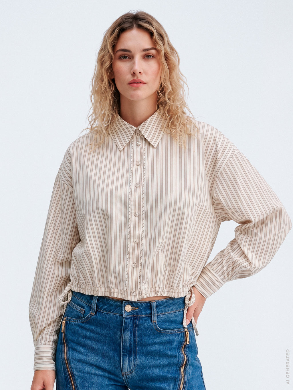 Gossia GemmaGO Jo Shirt Shirts Creme Brown Stripes