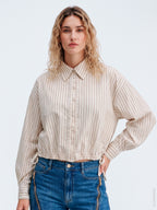 Gossia GemmaGO Jo Shirt Shirts Creme Brown Stripes