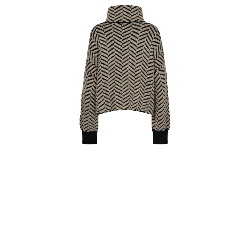 Gossia GinaGO Sweater Strik Jumper Black Beige Mix