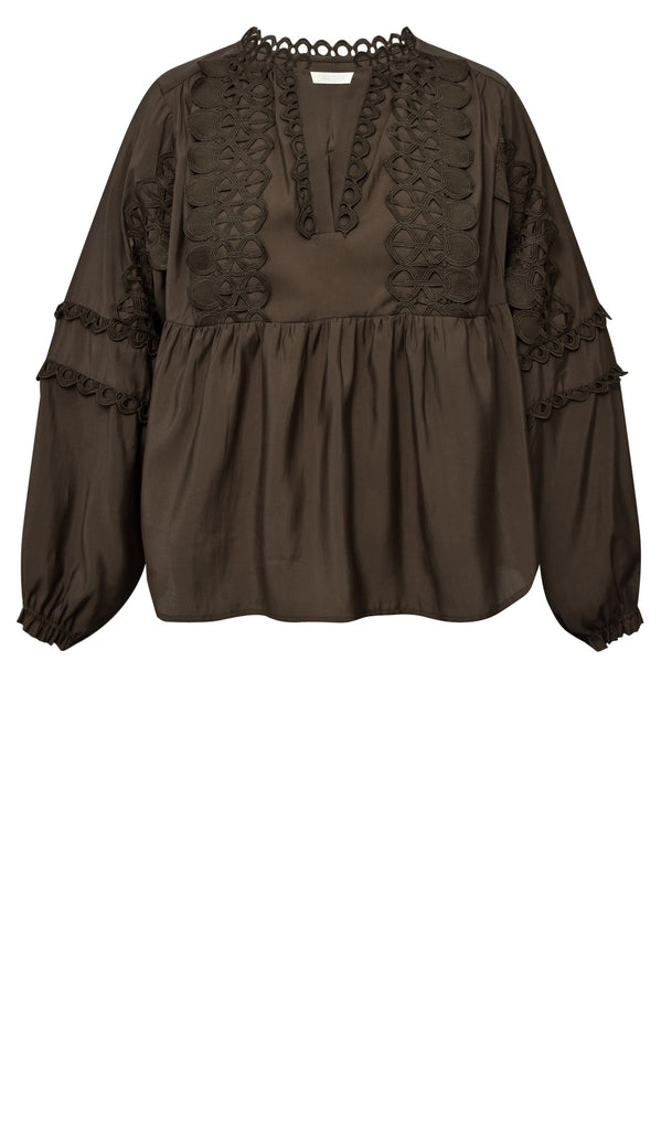 Gossia KaiaGO Lace Blouse Bluser Coffee