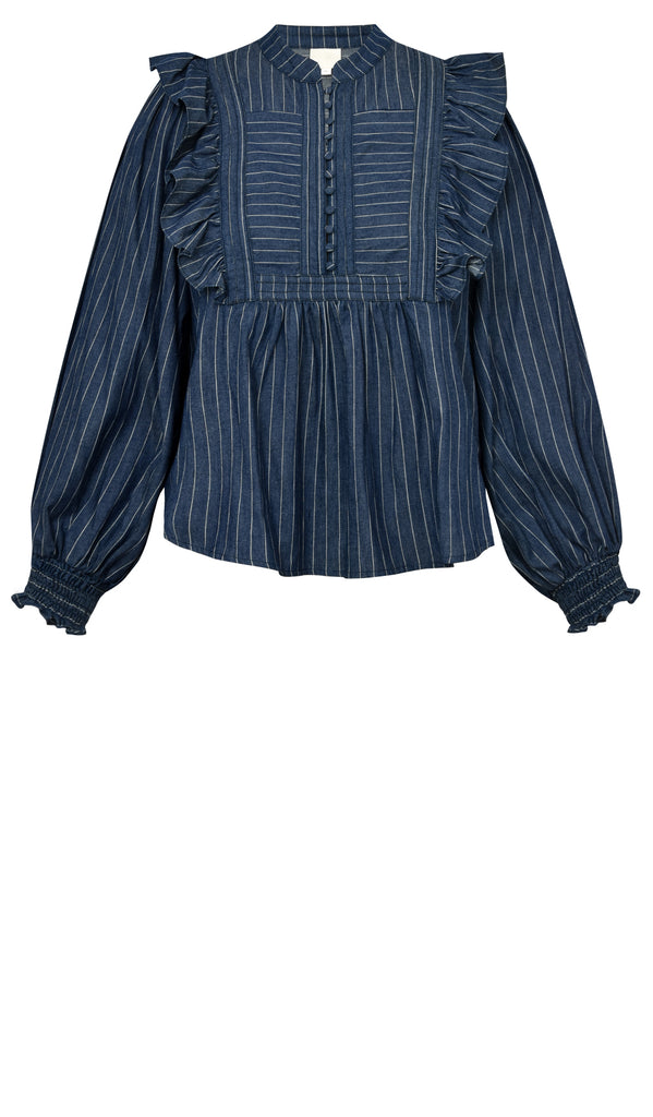 Gossia KikaGO Blouse Bluser Dark Blue Stripes