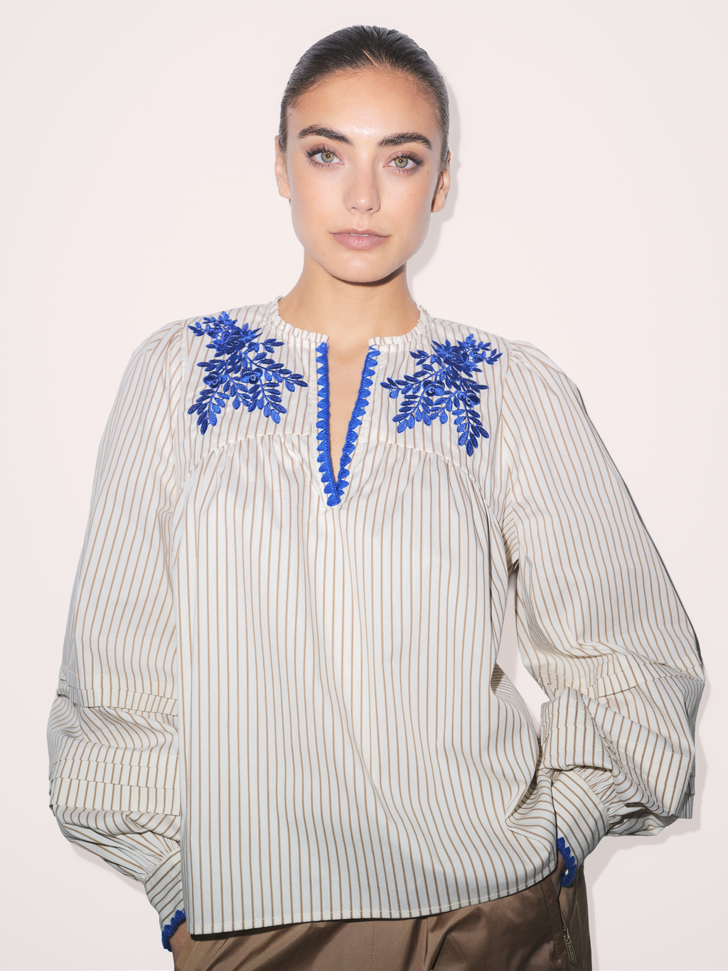 Gossia LuisaGo Blouse Bluser Creme Brown Stripes