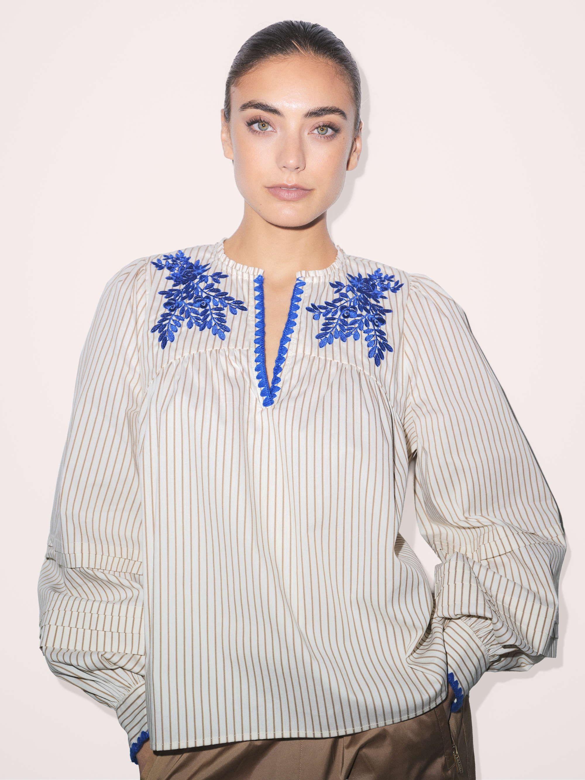 Gossia LuisaGo Blouse Bluser Creme Brown Stripes