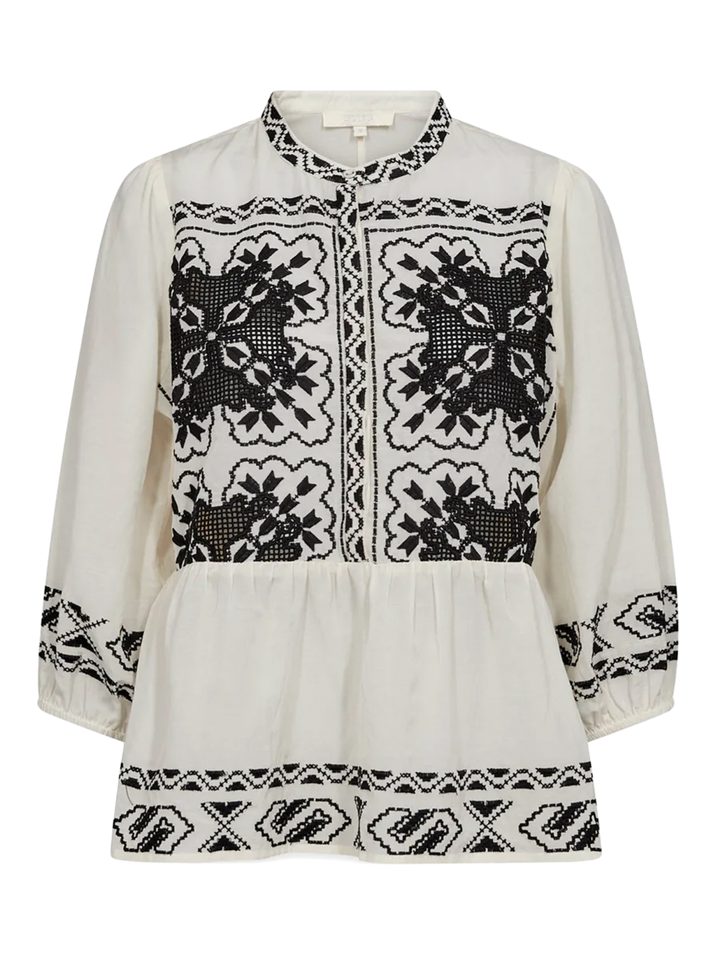 Gossia MadjaGO Blouse Bluser Creme - Black embrodery