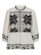 Gossia MadjaGO Blouse Bluser Creme - Black embrodery