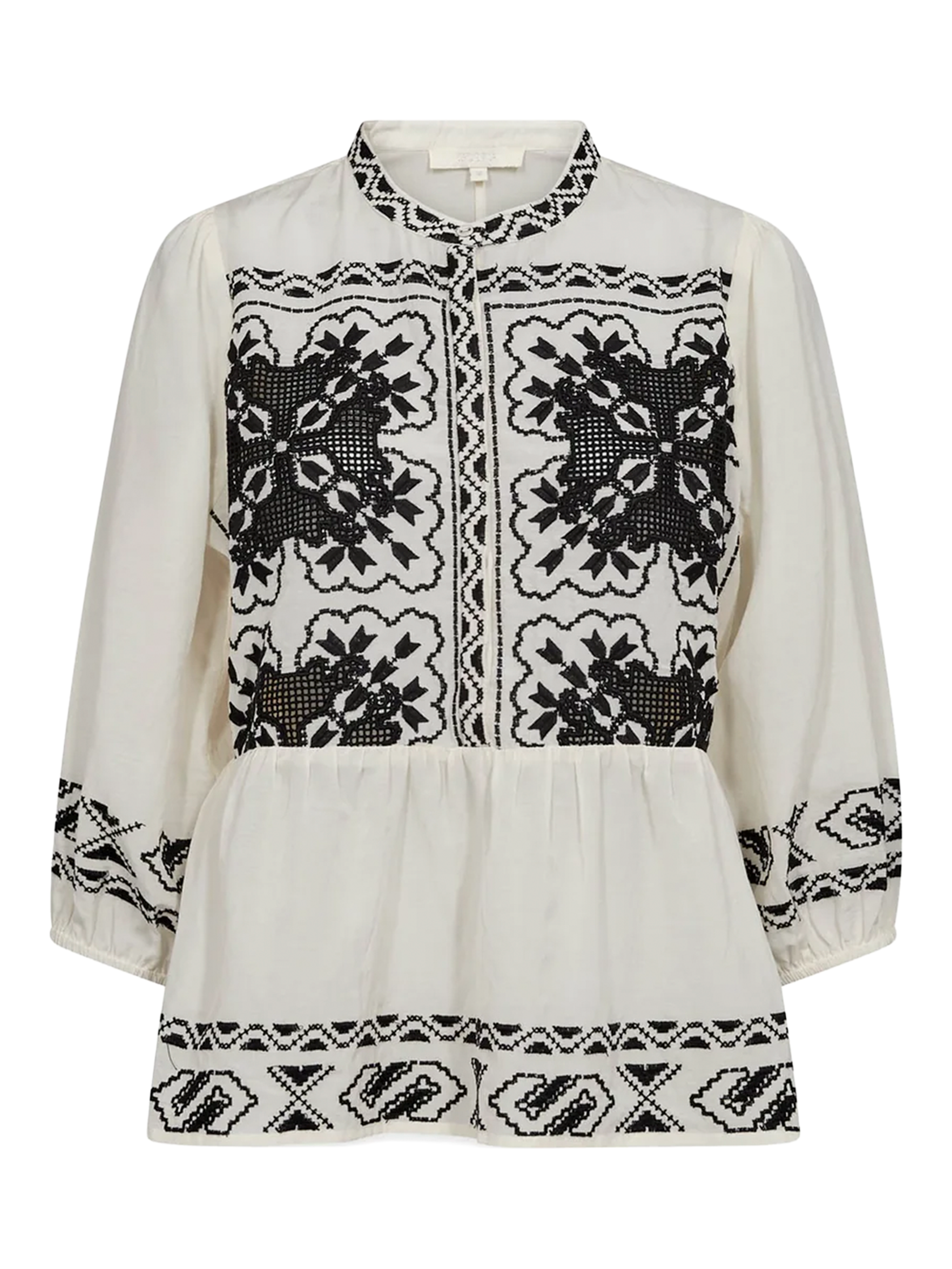 Gossia MadjaGO Blouse Bluser Creme - Black embrodery
