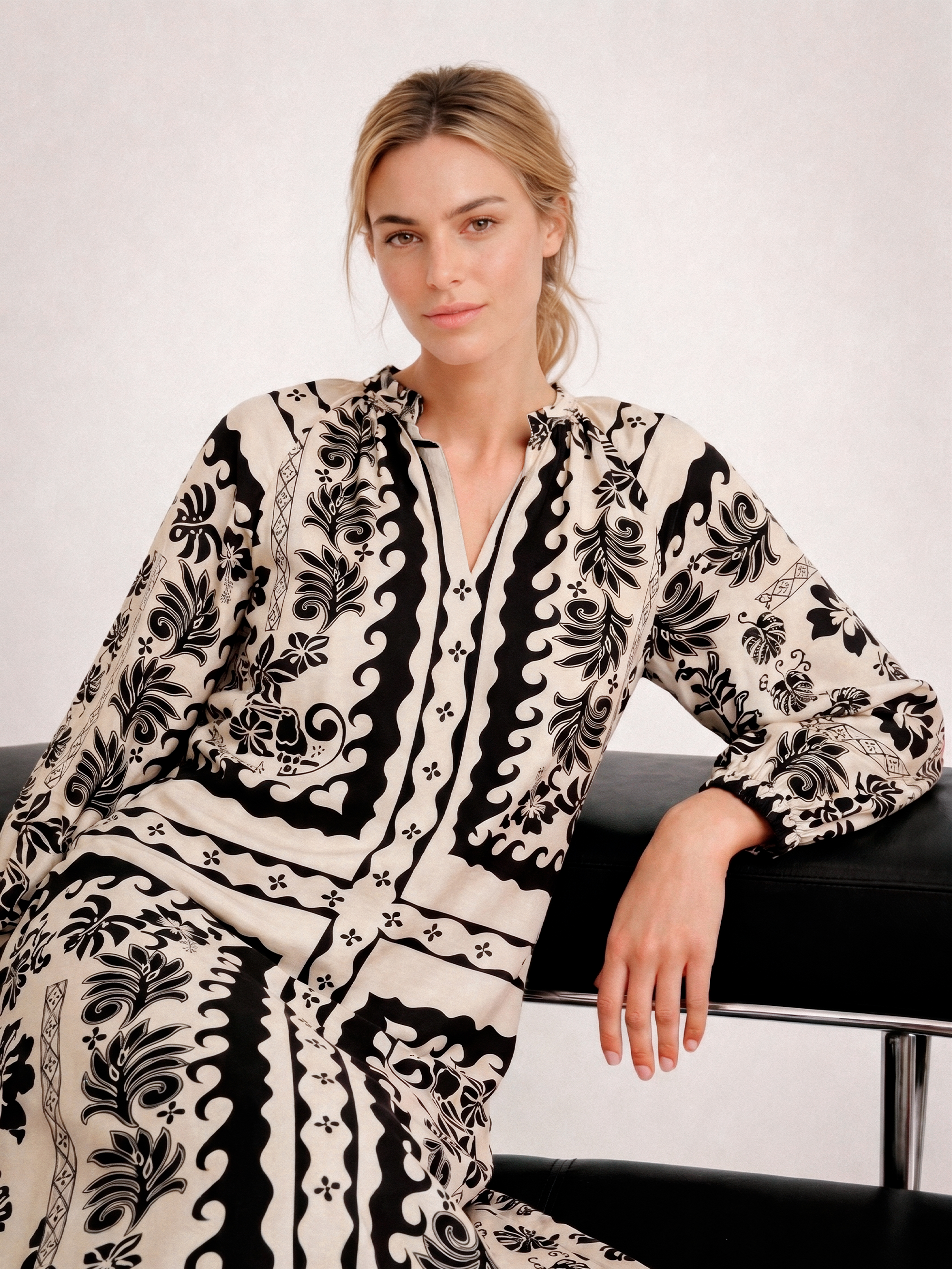 Gossia MagnyGO Dress Dresses Black Creme Print