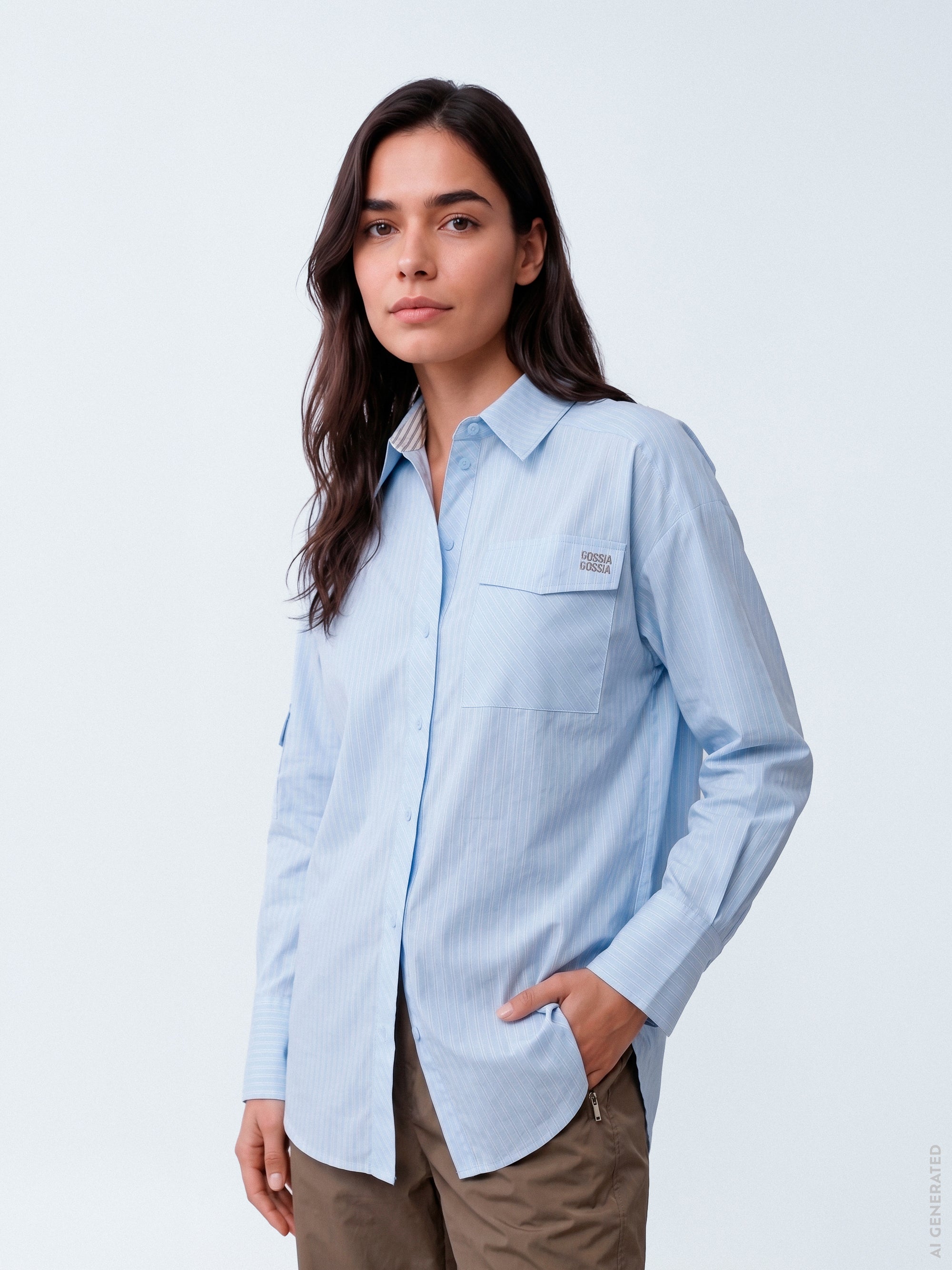 Gossia MaritGo Shirt Bluser Light Blue Stripes