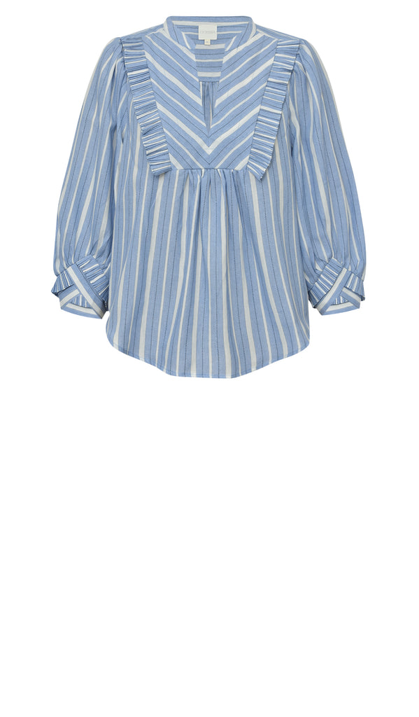 Gossia MeeGO Ane Blouse Bluser Light Blue Stripes