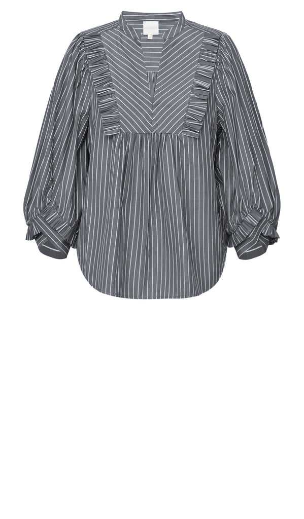 Gossia MeeGO Sia Blouse Bluser Grey / White stripes