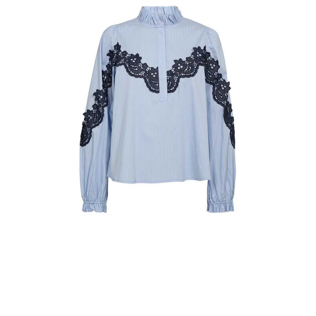Gossia OlineGO Blouse Bluser Blue Striped