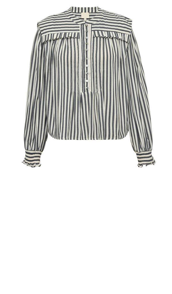 Gossia PriscillaGO Blouse Bluser Black Creme Stripe