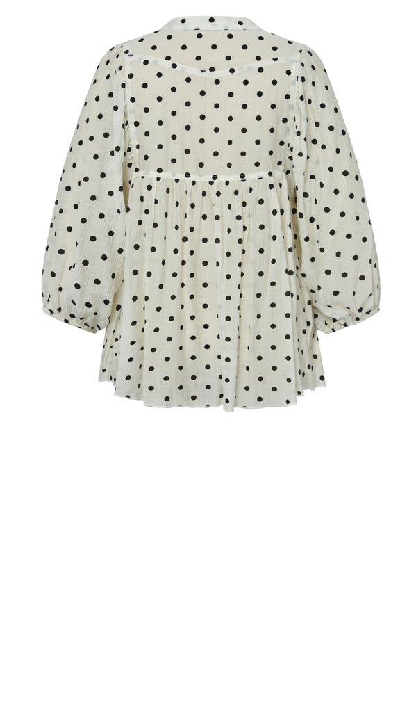 Gossia ReeseGO Dot Blouse Bluser Off-white Black Dots