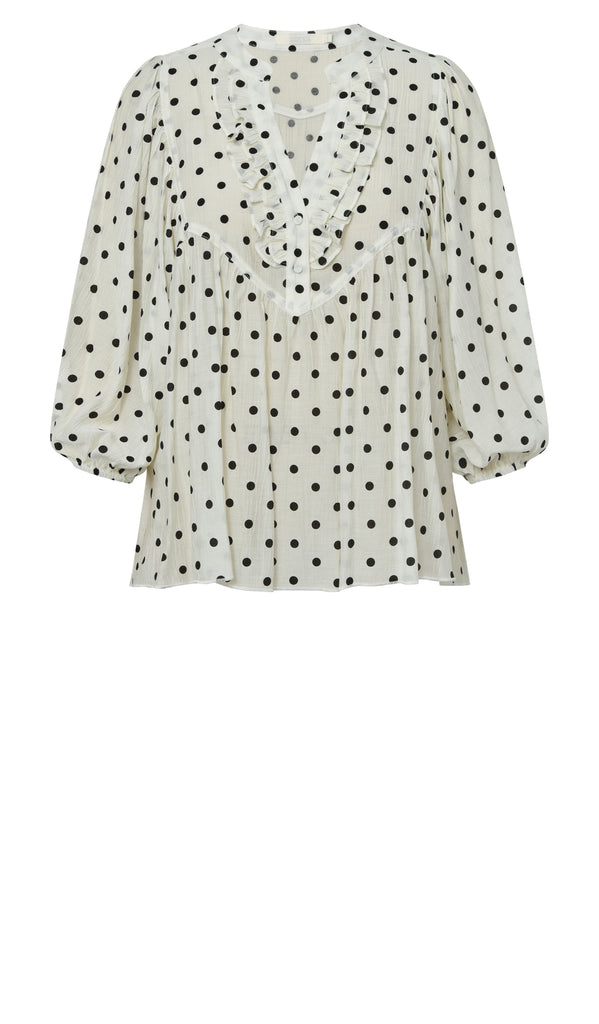 Gossia ReeseGO Dot Blouse Bluser Off-white Black Dots