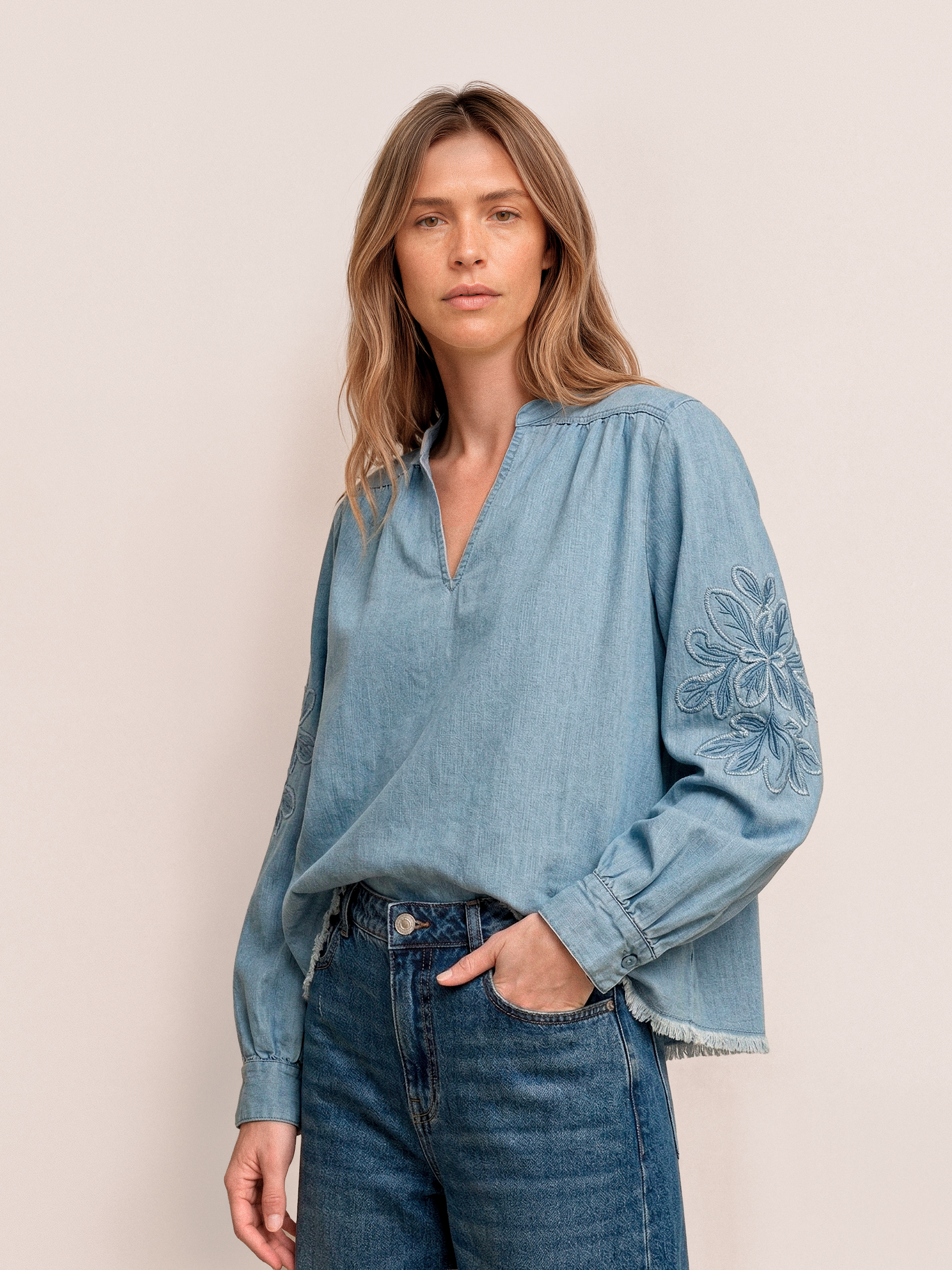 Gossia SalomaGO Blouse Bluser Light Blue Denim
