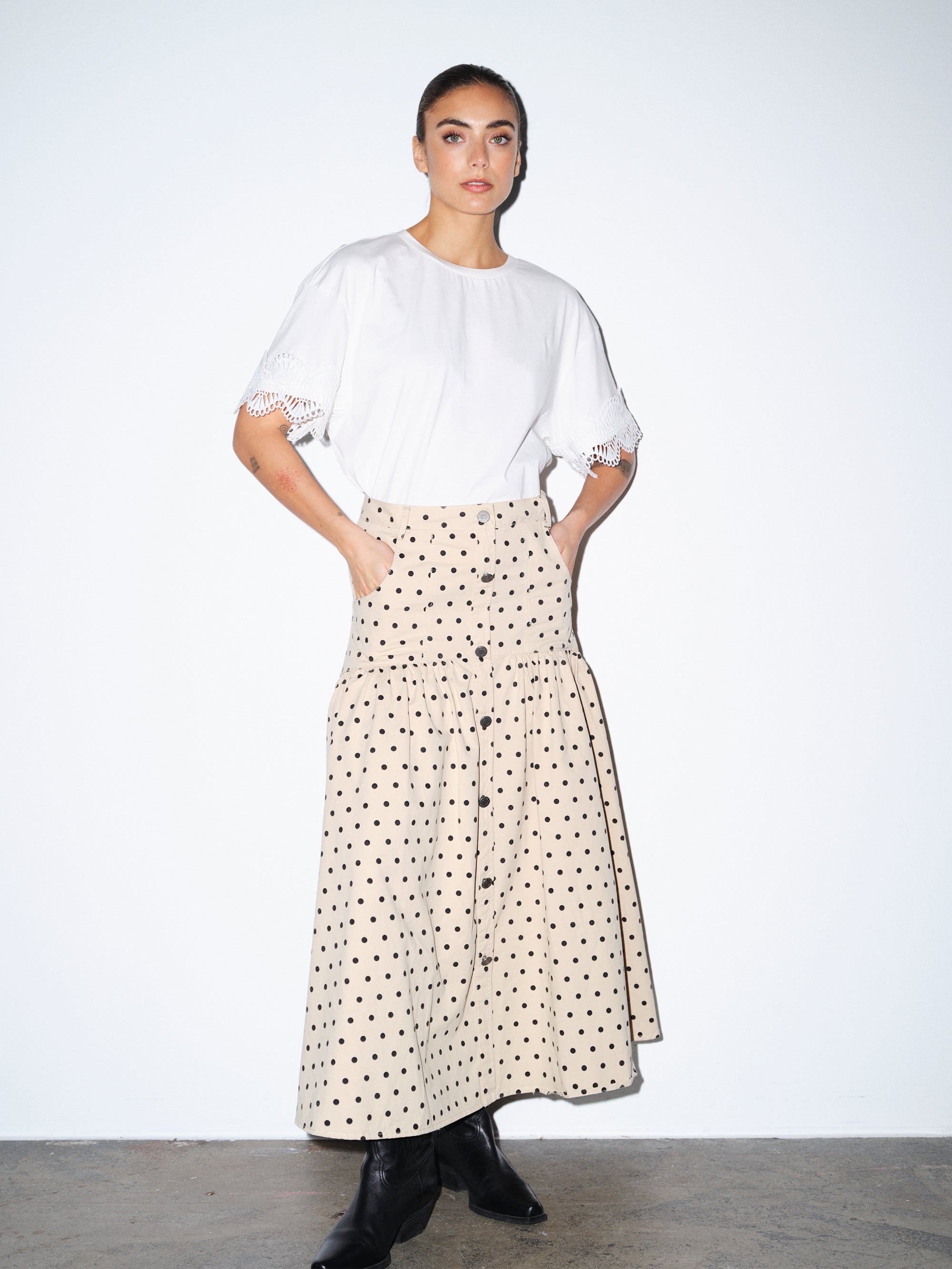 Gossia SiljasGO Skirt Skirts Sand Black Dots