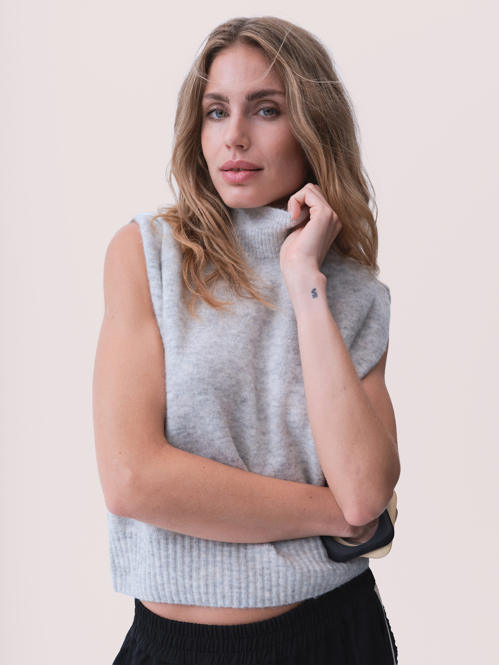 Gossia WiwicaGO Top Striktrøje Light Grey Melange