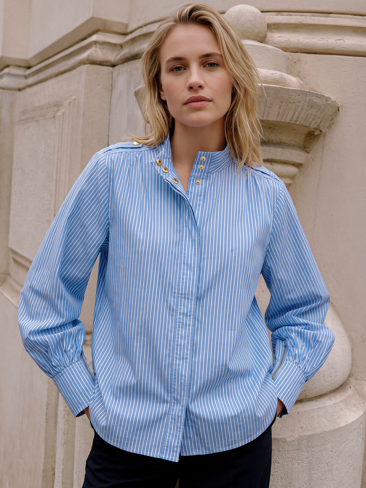 Gossia YasminGO Shirt Shirts Light Blue Pinstripes